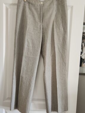 Chico's Pinstriped Linen Blend Trousers